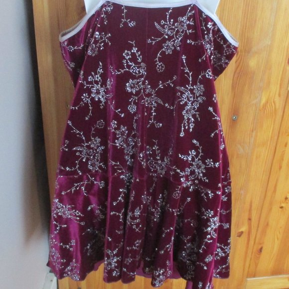 Purple Velour w/ Silver Design Party Dress 1X - Picture 10 of 12